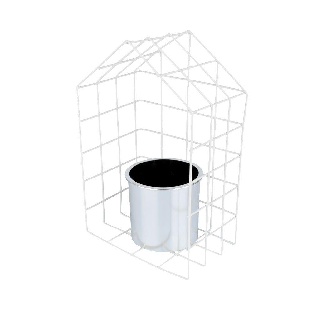 Vaso Geo Forms House 13,3x30,2cm Prata Urban