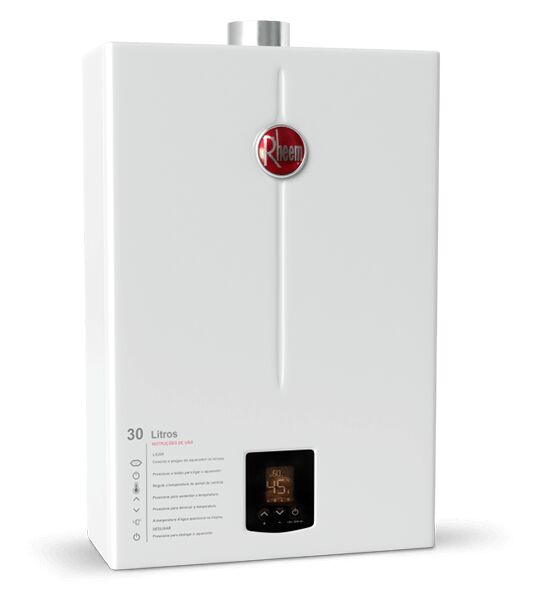 Aquecedor de Água a Gás GLP Digital 30L/min Branco Prestige Rheem