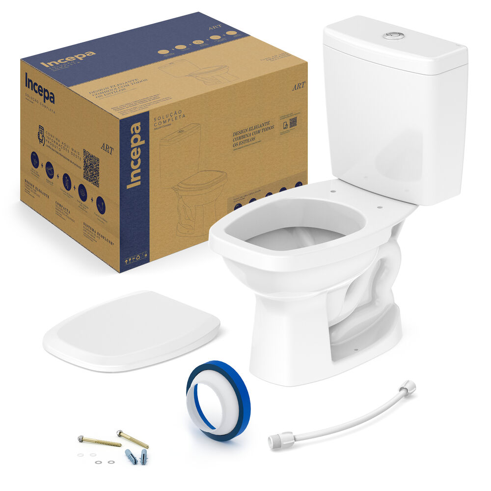 Kit Vaso Sanitário com Caixa Acoplada Acionamento Duplo 3/6L Art Branco Incepa