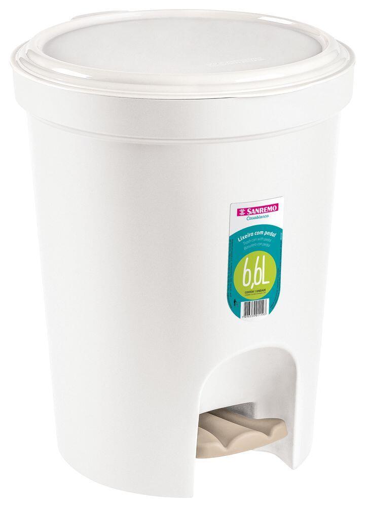 Lixeira Sanremo Redonda com Pedal 6,6L Branca