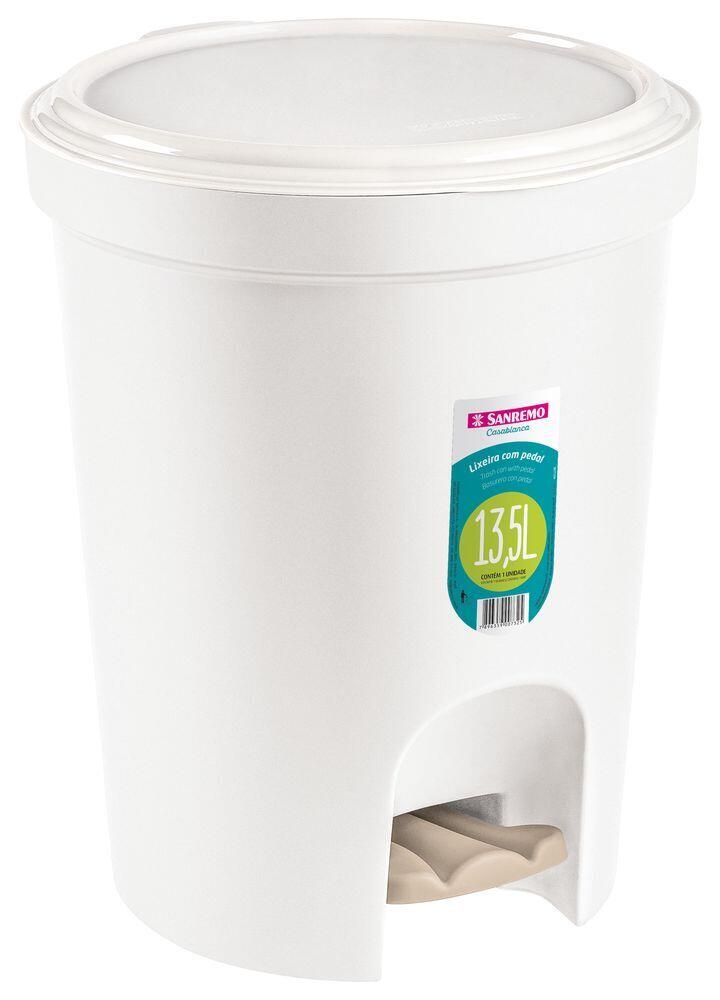 Lixeira Sanremo Redonda com Pedal 13,5L Branca