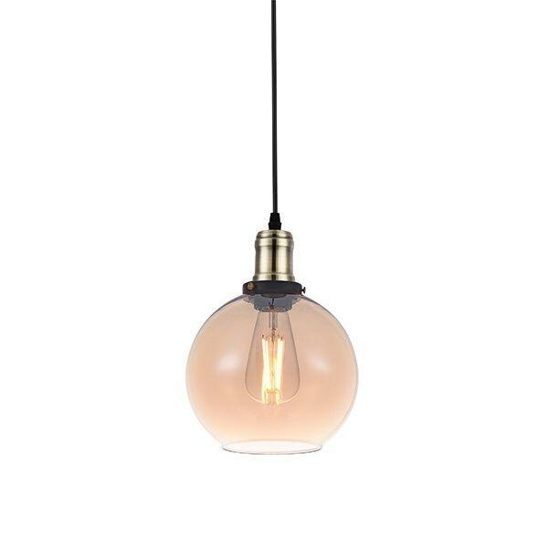 Pendente 1 Lâmpada Vintage Âmbar Globe E27 Âmbar Blumenau