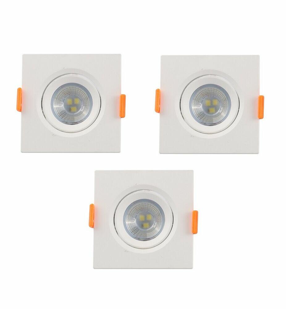 Kit Spot LED de Embutir 3W 6500K Quadrado Bivolt 3 Peças Luz Branca Vitralux