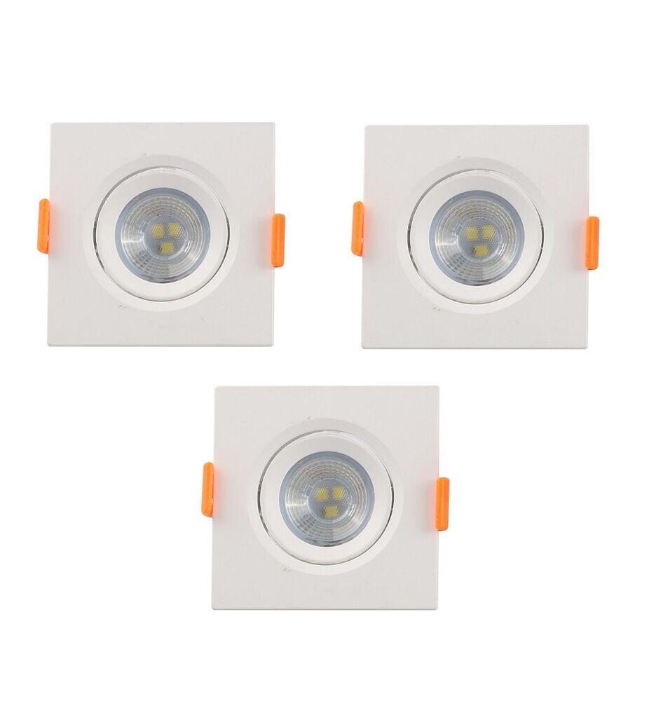 Kit Spot LED de Embutir 3W 3000K Quadrado Bivolt 3 Peças Luz Amarela Vitralux