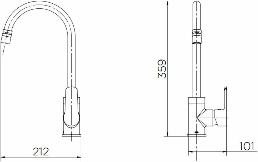 Torneira Misturador para Cozinha de Mesa Bica Alta 1/2