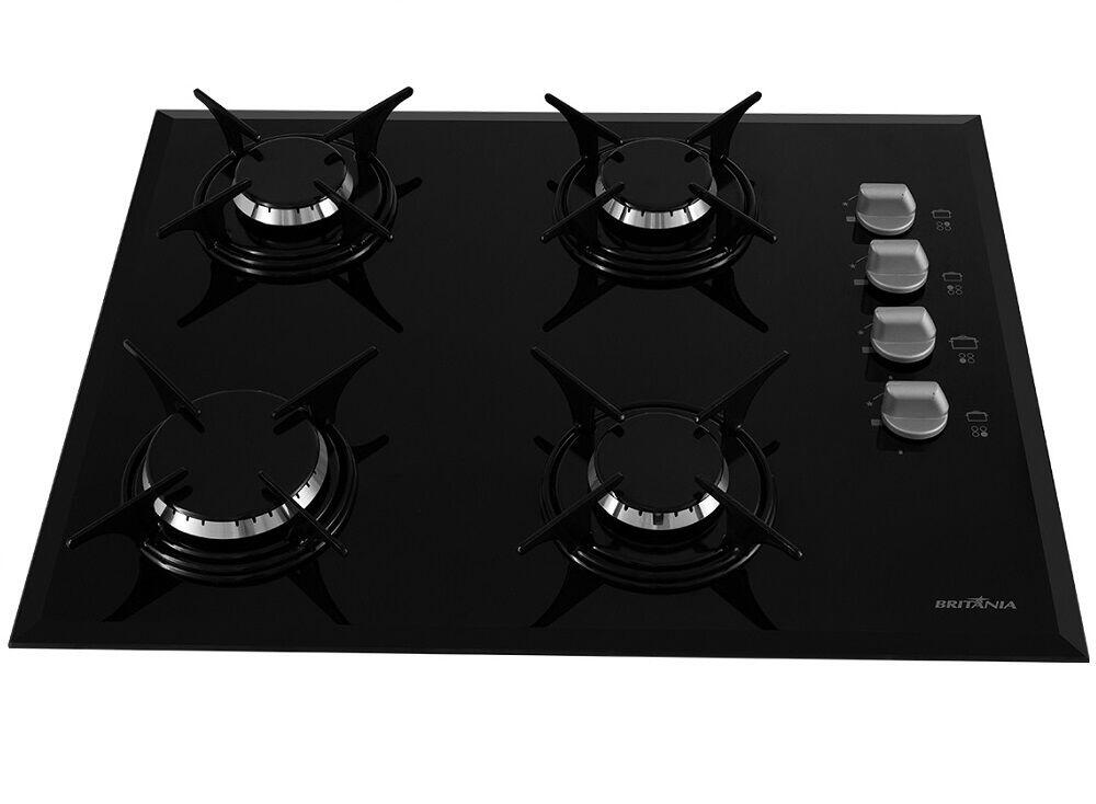 Cooktop a Gás Britânia BCT4P 4 Bocas Preto Britânia