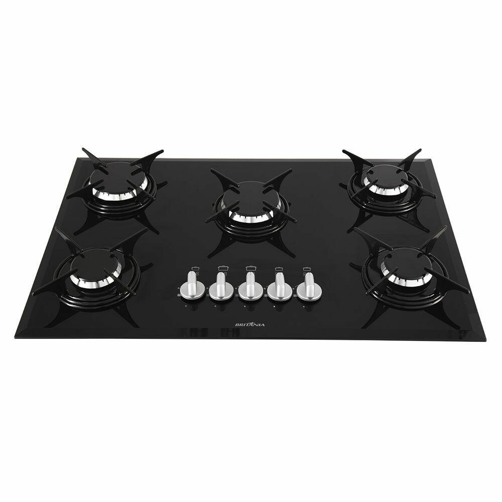 Cooktop a Gás 5 Bocas Preto Britânia