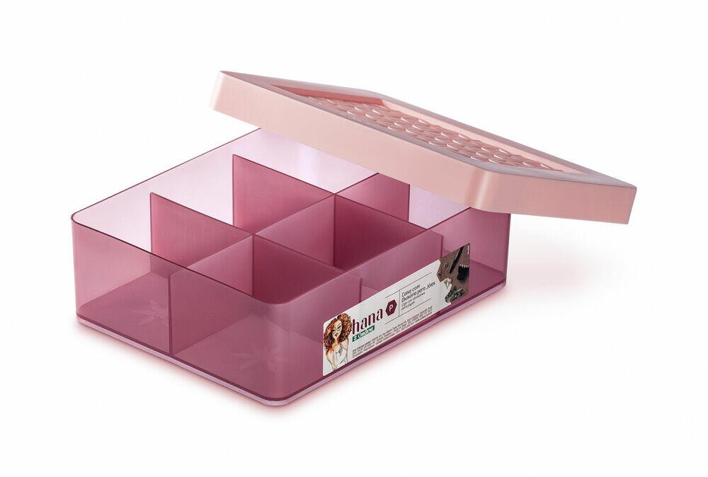 Caixa Hana com Divisória Rosa P 15x20x6,2cm