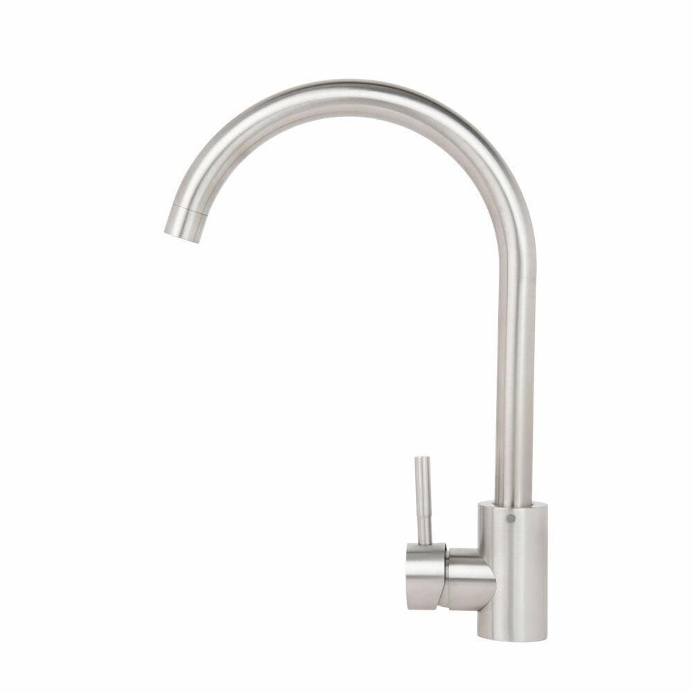 Torneira Misturador Monocomando para Cozinha de Mesa Bica Alta 1/2'' Lille Aço Escovado Addra