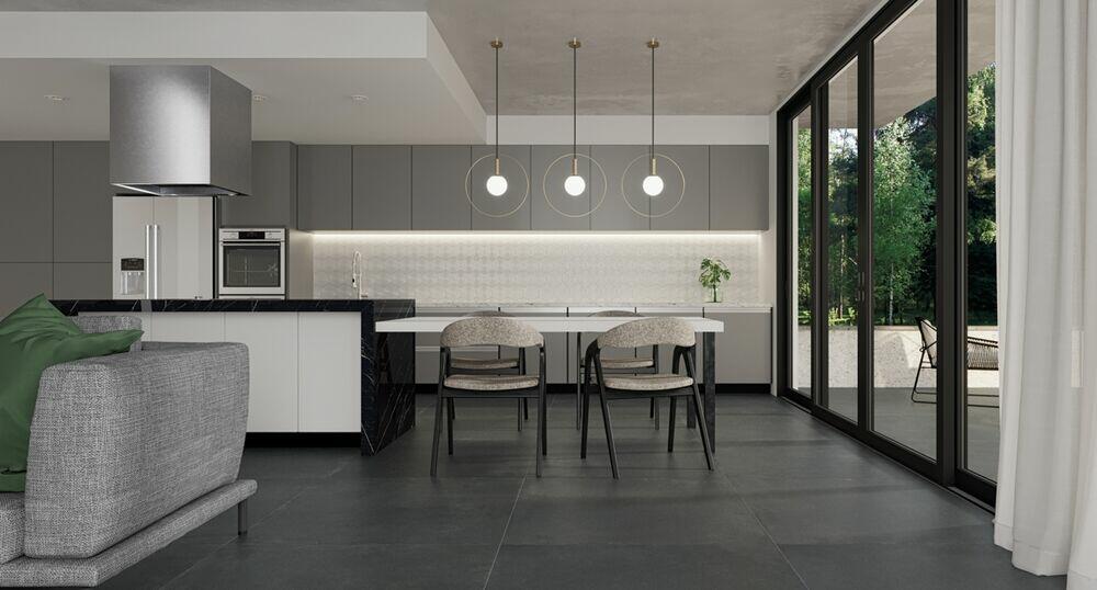 Porcelanato Munich Dark Gray Retificado Polido 100x100 Portinari