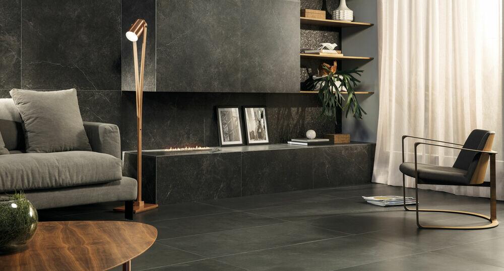 Porcelanato Cement Stone Dark Gray 87,7x87,7 Retificado Portinari