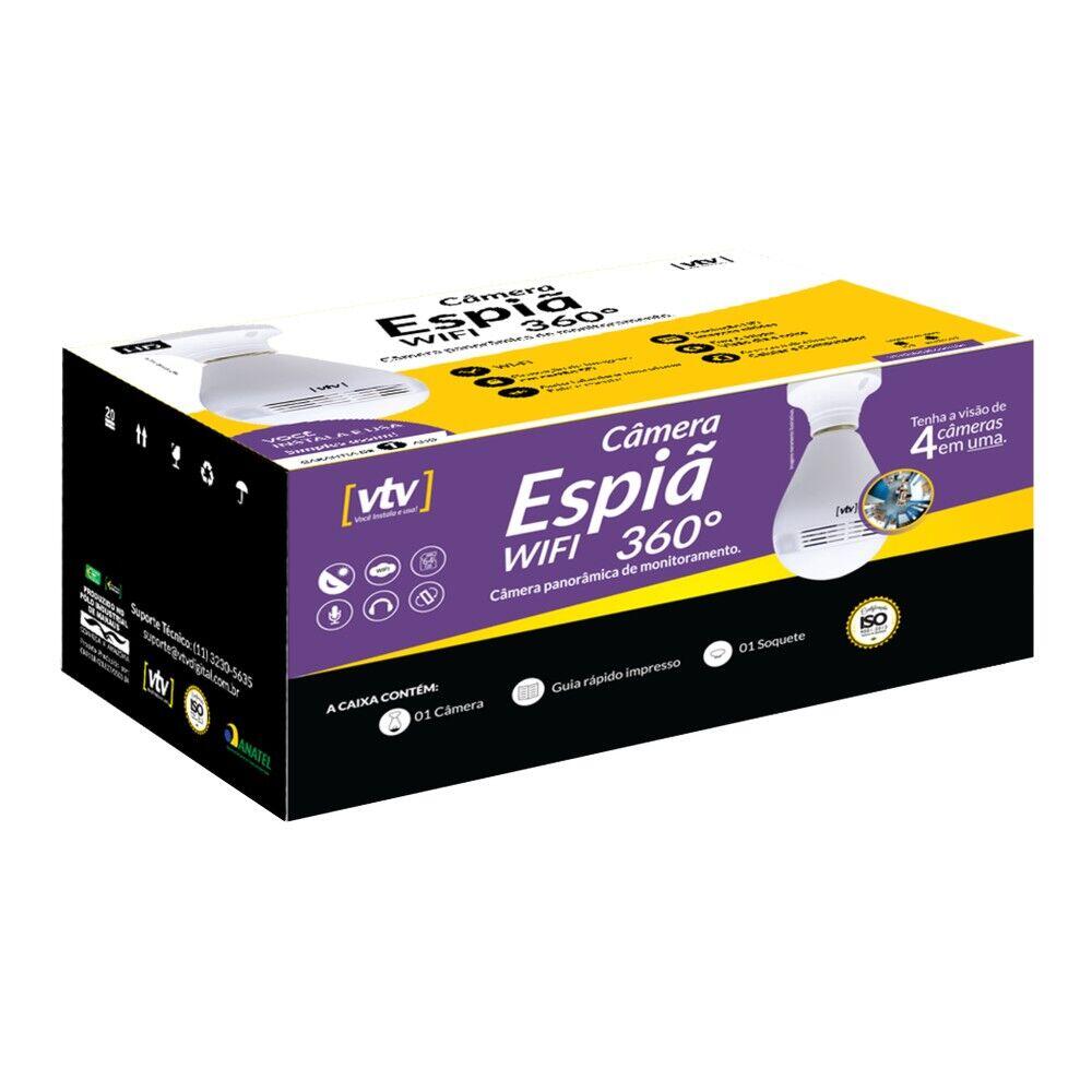 Câmera Lâmpada LED Espiã Wi-Fi HD VTV Digital