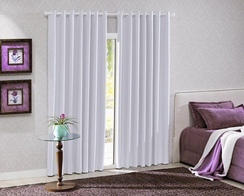 Cortina Bella Janela 2,6x1,7m Corta Luz Liso Branca