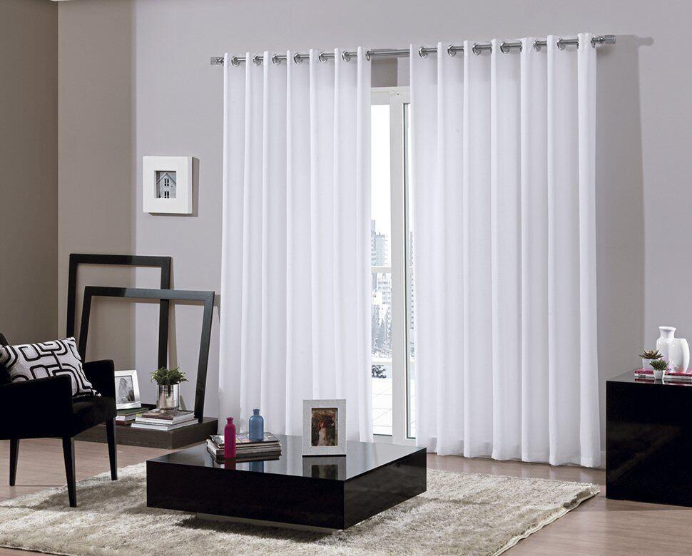 Cortina Bella Janela 2,6x1,7m Bellin Branca com Ilhós