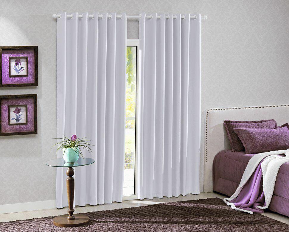 Cortina Bella Janela 3x2,3m Corta Luz Liso Branca