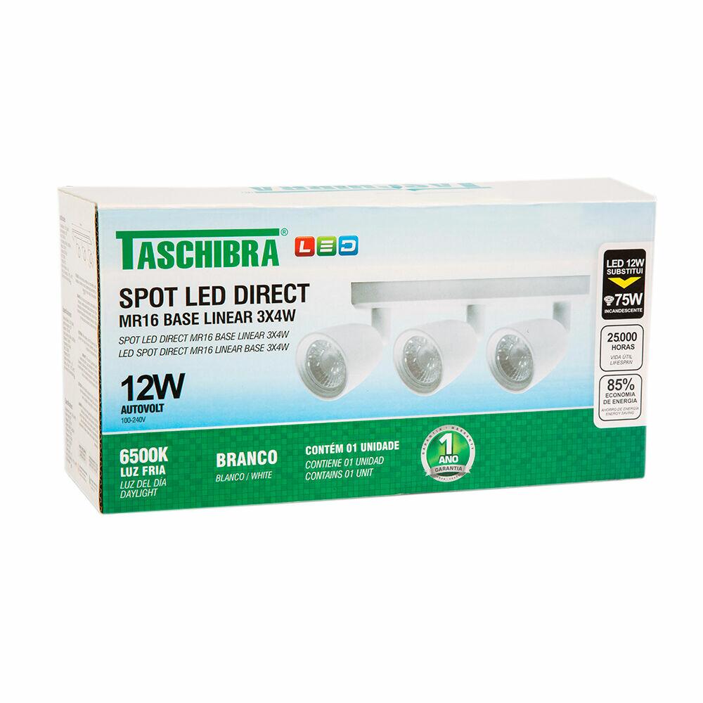 Trilho 3 Lâmpadas LED 12W Linea 6500K Branco Direct Luz Branca Taschibra