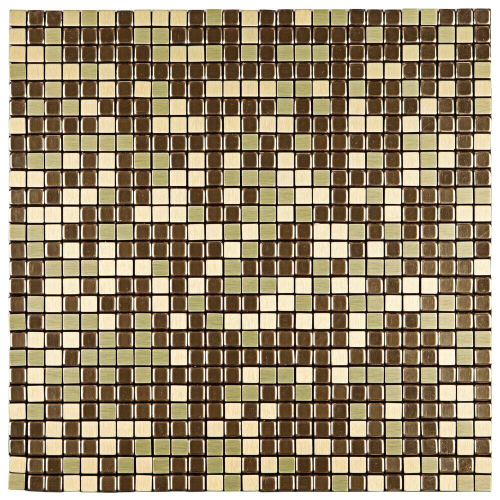 Pastilha Autoadesiva Alumínio Dourado AL500 30,5x30,5 Glass Mosaic