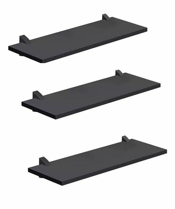 Kit Prateleira Prat-K Concept com Suporte 60x20cm Preta 3 Peças