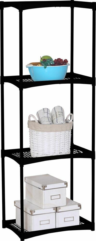 Estante Multiuso Palm 4 Andares 137x31x49cm Preto Diagonal
