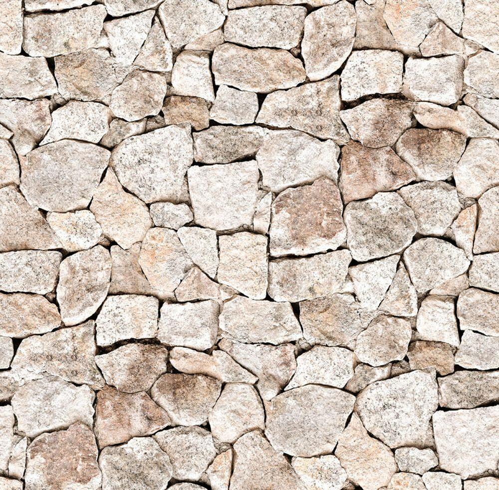 Papel de Parede Pedras Marrom e Branco 52x950 m