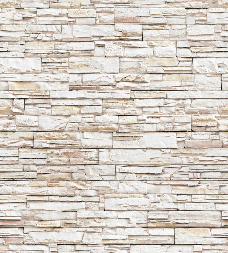 Papel de Parede Pedras Linhas Marrom e Branco 52x950 m