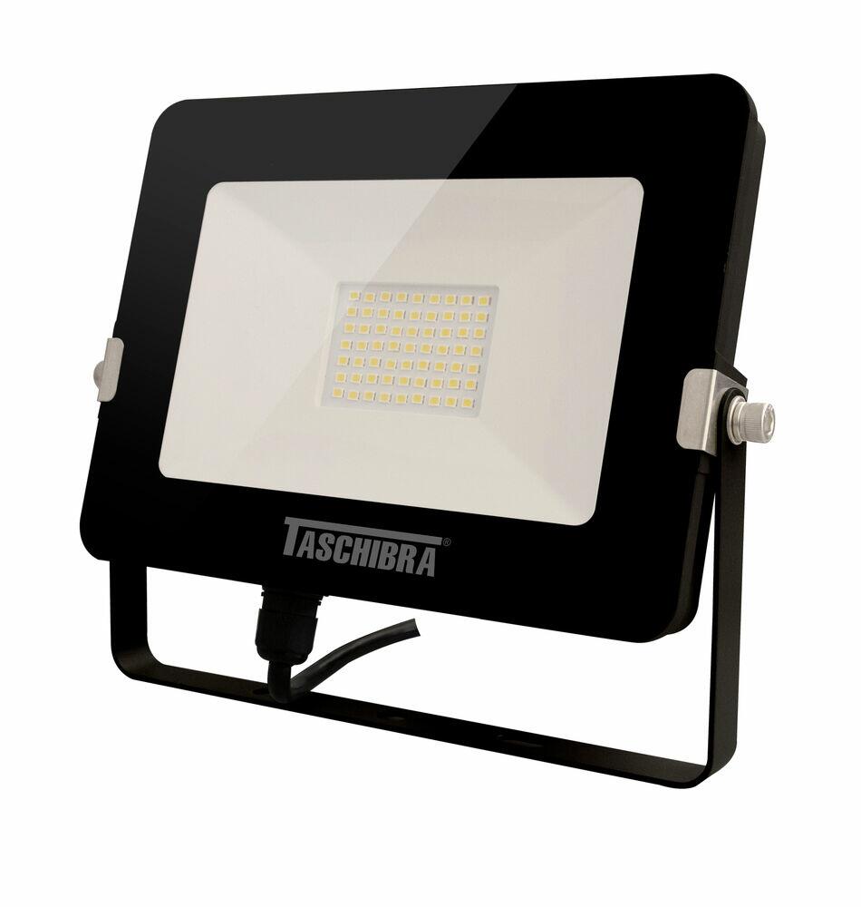 Refletor LED TR Led Slim Luz Amarela 30W 3000k Preto Bivolt Taschibra