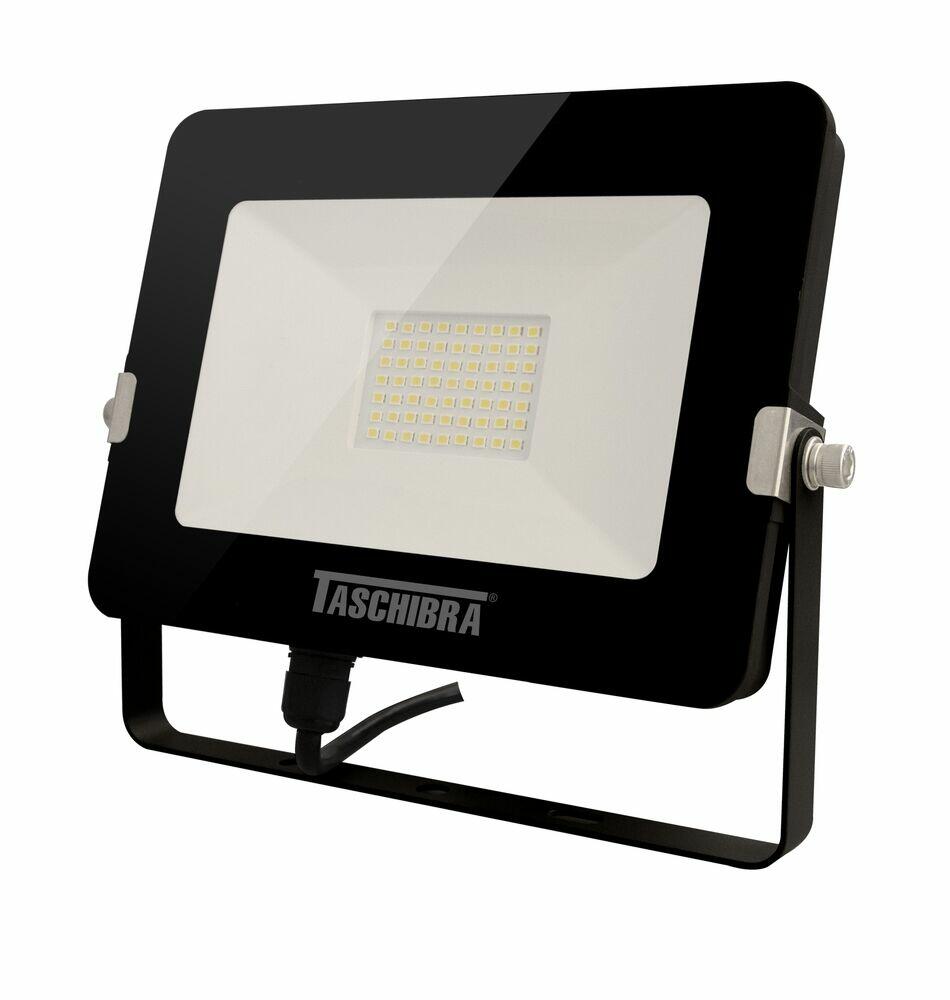 Refletor de LED TR Slim 30W 6500K Preto Luz Branca Taschibra