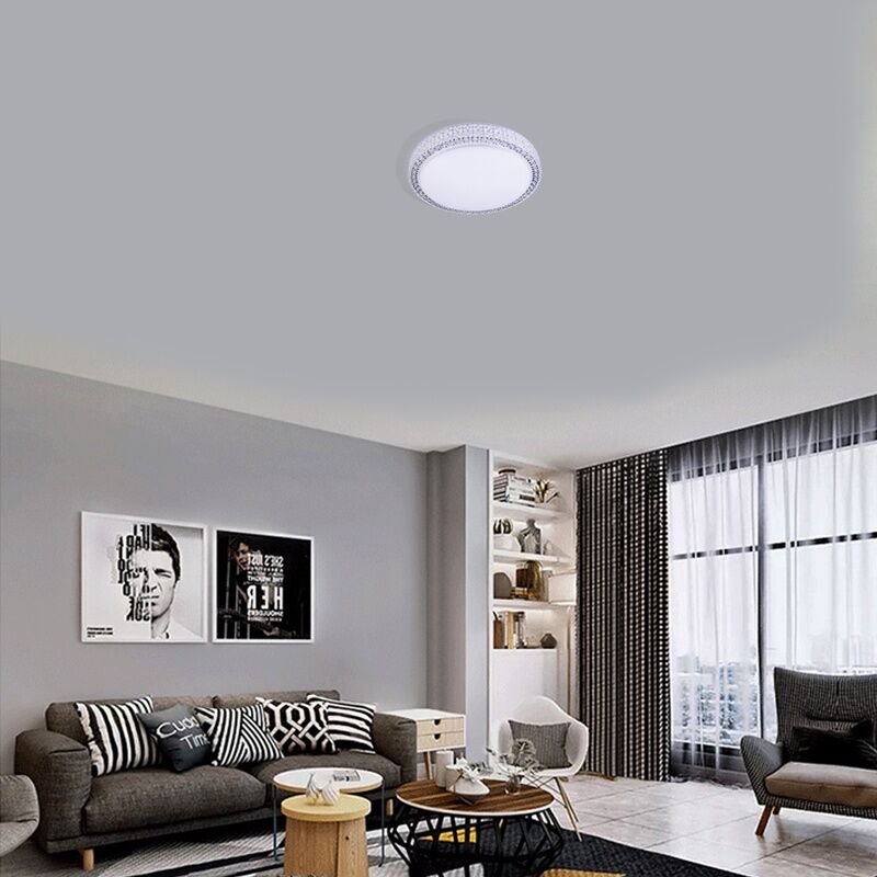 Painel LED Sobrepor Diamond 12W 3000K 21cm Redondo Bivolt Luz Amarela Vitralux