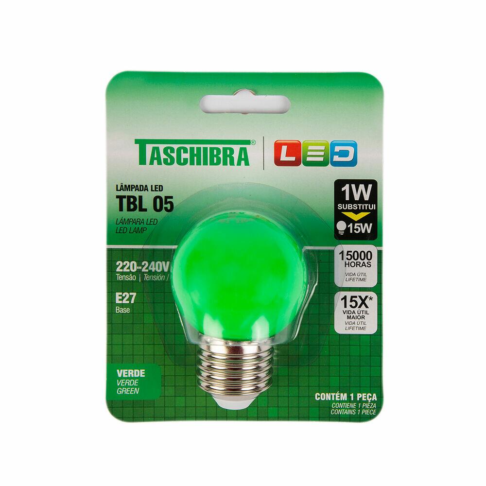 Lâmpada LED Taschibra Bolinha Verde 1W E27