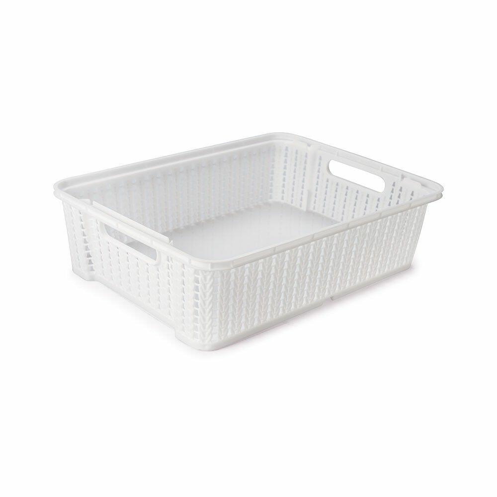 Cesto de Plástico Trama 34,7x25,5x9,3cm Branco Plasútil
