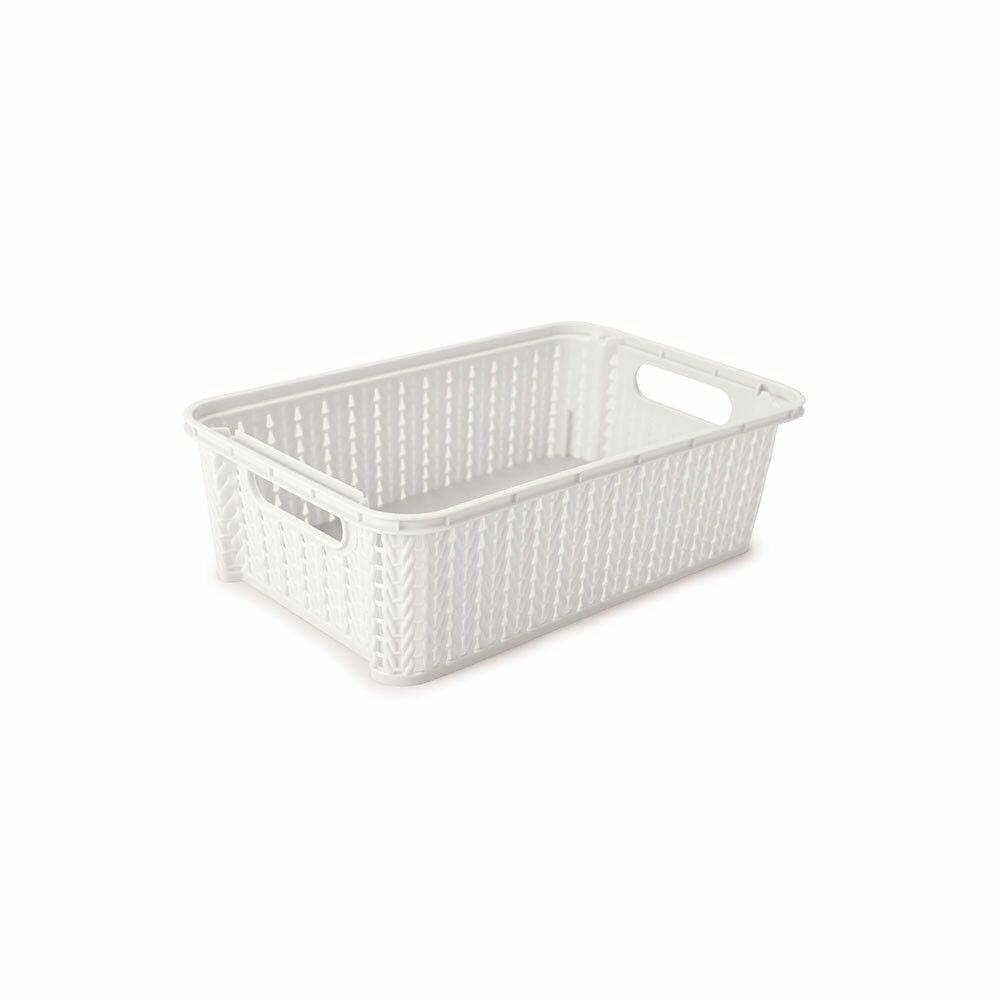 Cesto de Plástico Trama 26,5x16,5x7,9cm Branco Plasútil
