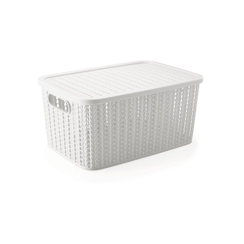 Caixa Organizadora Trama Plasútil 32x21,8x15,1cm Branca