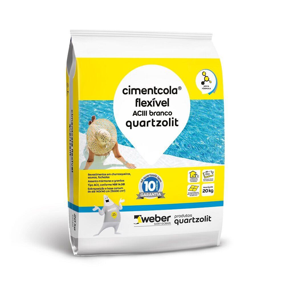 Argamassa AC3 Cimentcola Flexível 20Kg Branca Quartzolit