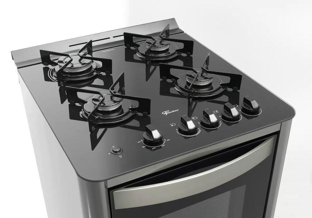 Fogão Piso Gran Cheff 4 Bocas Prata Fischer