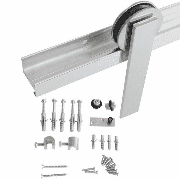 Kit Porta de Correr Geris Eco Inox Polido 1,5m