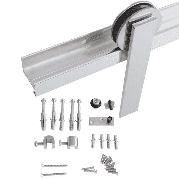 Kit Porta de Correr Geris Eco Inox Polido 2m
