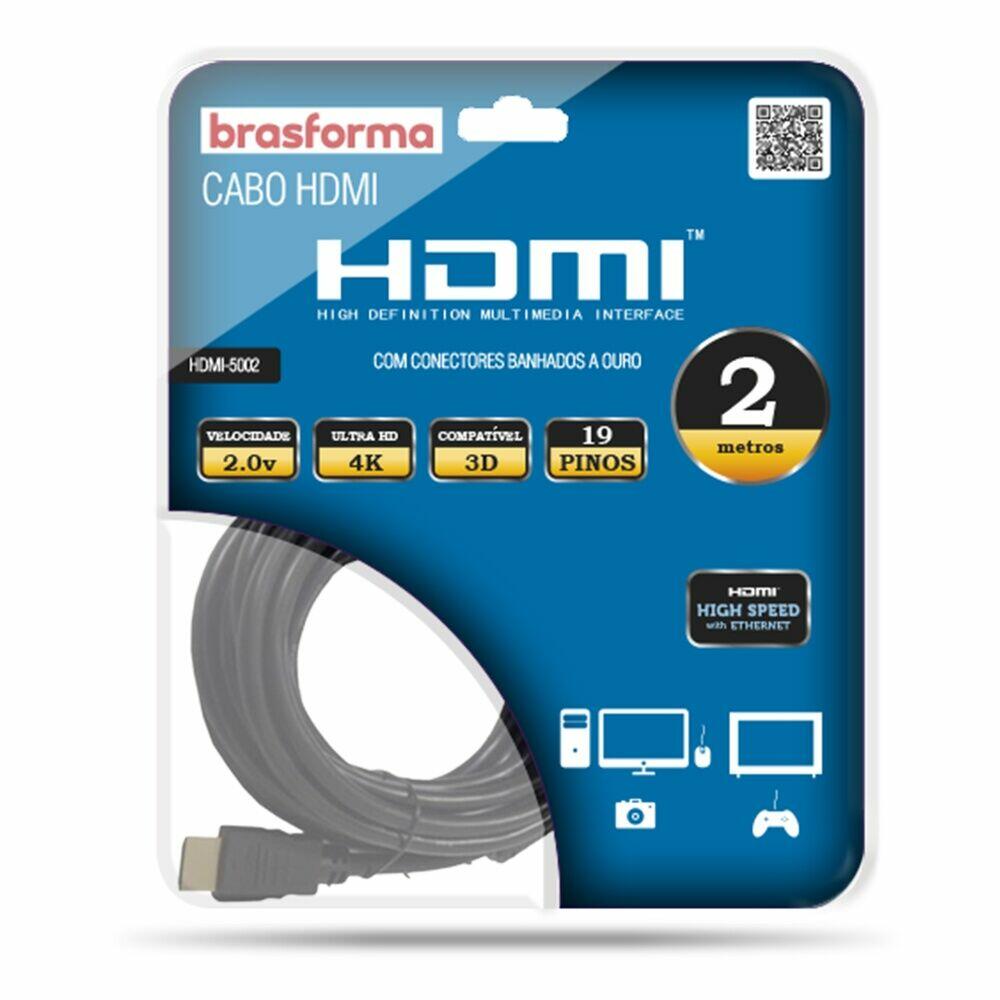 Cabo HDMI 4K Ultra HD Brasforma 2m