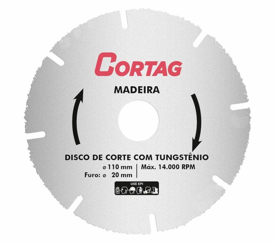 Disco de Corte com Tungstênio para Madeira 110mm Cortag