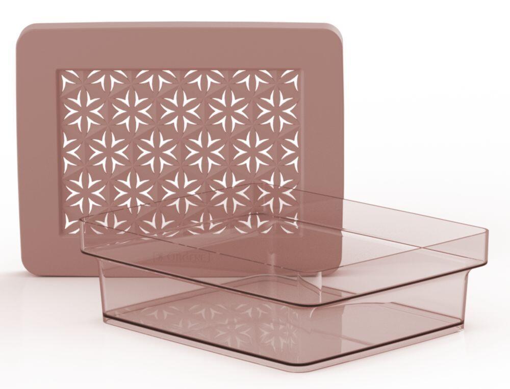 Caixa Baixa c/ Tampa Rosa M 3L Hana 20x31,5x6,2cm