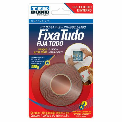 Fita Dupla Face Tekbond Cinza 1,9cmx2m