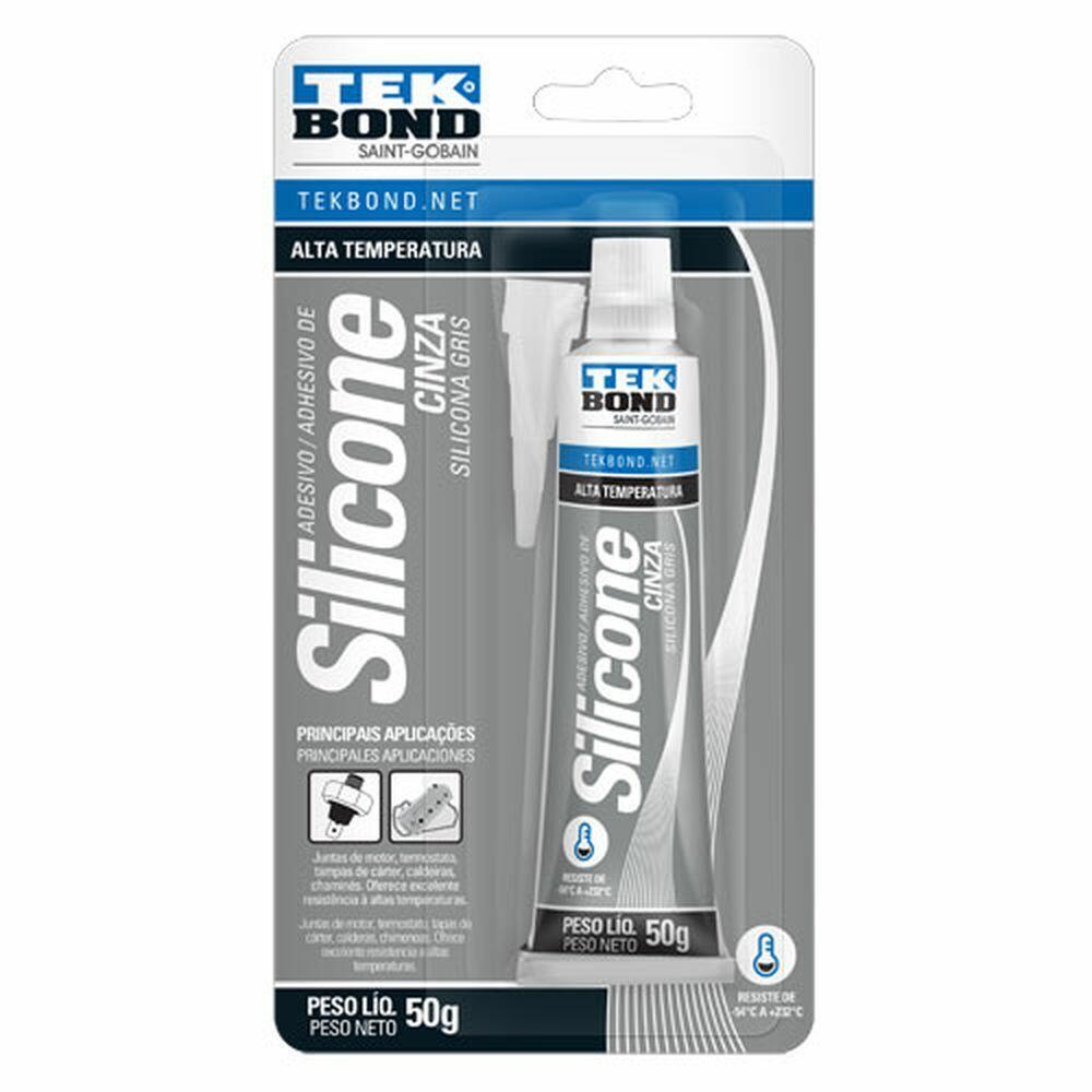 Silicone Acético Alta Tempetura 50g Cinza Tekbond