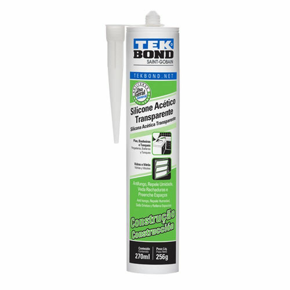 Silicone Acético Incolor 256g Transparente Tekbond