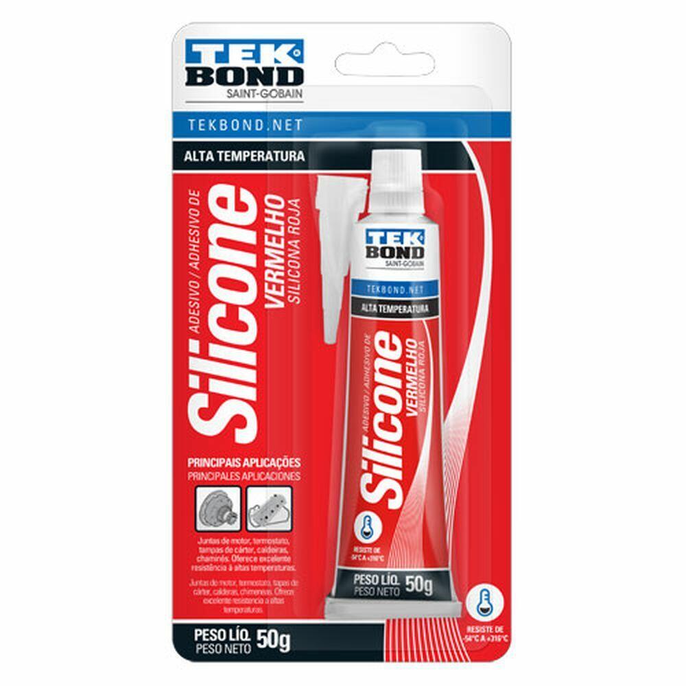 Silicone Acético Alta Tempetura 50g Vermelho Tekbond