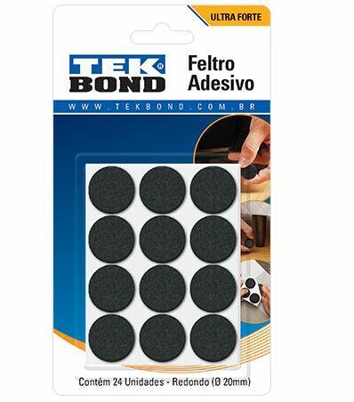 Feltro Adesivo Redondo Preto 24 Peças Tekbond