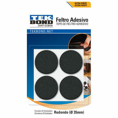 Feltro Adesivo Redondo Preto 8 Peças Tekbond