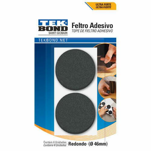 Feltro Adesivo Redondo Preto 4 Peças Tekbond