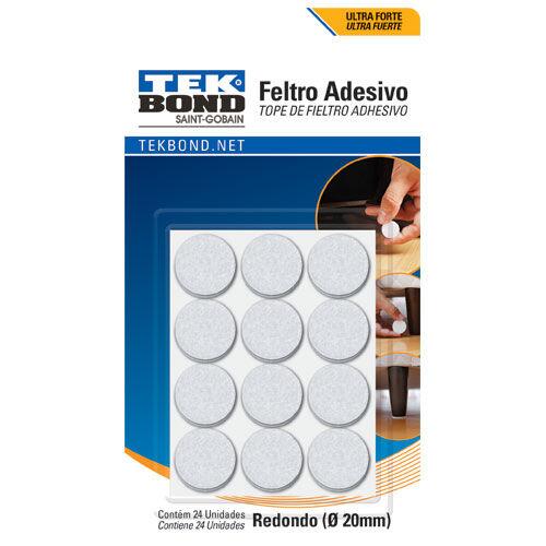 Feltro Adesivo Redondo 24 Peças Branco Tekbond