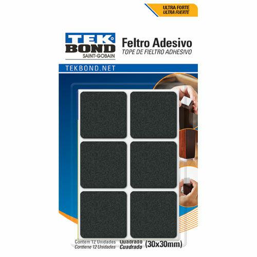 Feltro Adesivo Tekbond Quadrado Preto 12 Peças