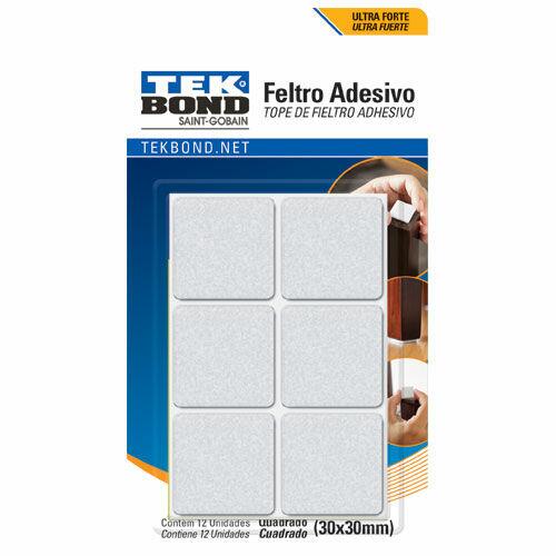 Feltro Adesivo Quadrado 12 Peças Branco Tekbond