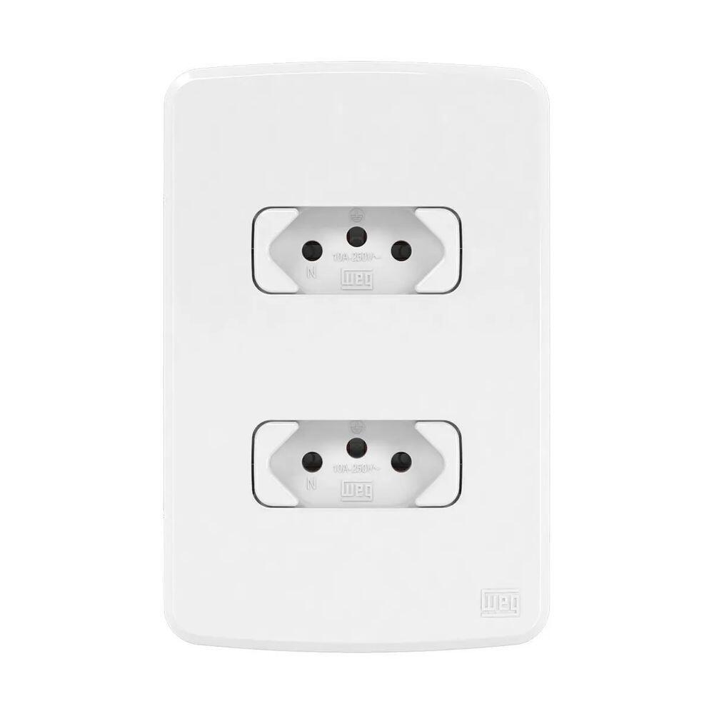Conjunto Tomada Compose 2 Módulos 2P + T 10A Branco Weg